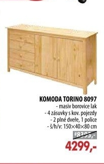 Komoda 2 dveře + 4 zásuvky TORINO