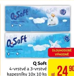 Papírové kapesníčky 3vrstvé Q Soft