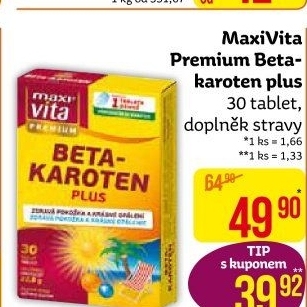 Doplněk stravy Beta-karoten plus Premium MaxiVita