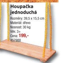 Závěsná dřevěná houpačka