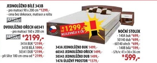 Jednolůžko 343 bílá 90x200