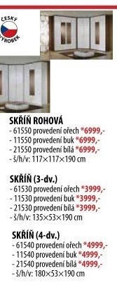 Skříň rohová ESO 61550 ořech/bílá