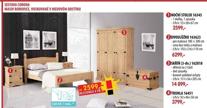 Noční stolek CORONA vosk 16345