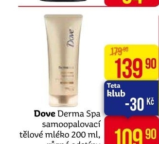 Tělové mléko tónovací DermaSpa Dove