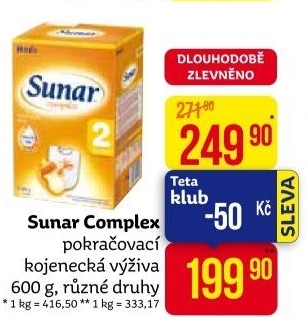 Kojenecké mléko Sunar Complex