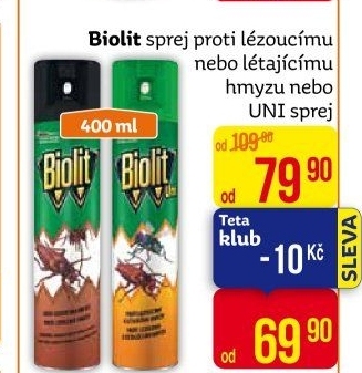 Přpravek proti létajícímu a lezoucímu hmyzu sprej Uni Biolit