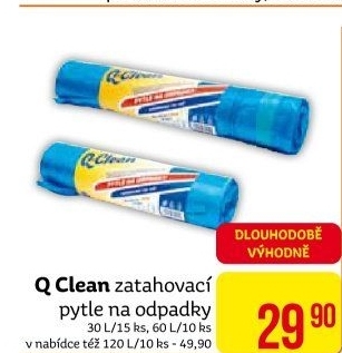 Zatahovací pytle na odpadky 30 l Q Clean