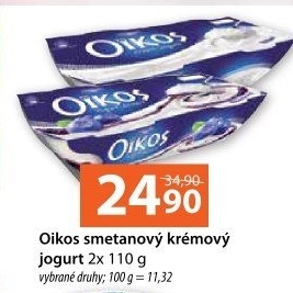 Ochucený jogurt řecký Oikos Danone