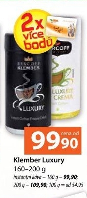 Instantní káva Luxury Bercoff Klember