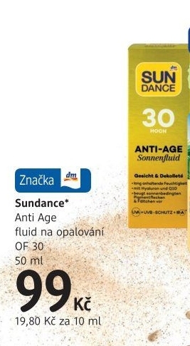 Fluid na opalování OF 30 Anti - Age Sundance