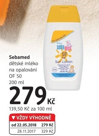 Mléko na opalování dětské OF 50 Sebamed Baby