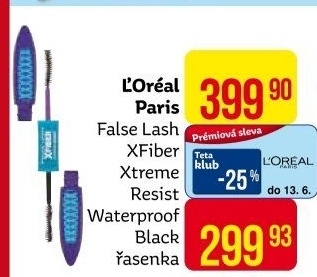 Řasenka voděodolná L'Oreál False Lash Xfiber Xtreme Resist Waterproof
