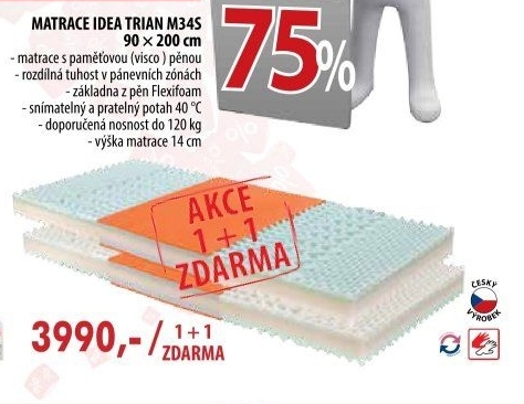Matrace s potahem IDEA TRIAN 90x200x14 - Akce 1+1 ZDARMA