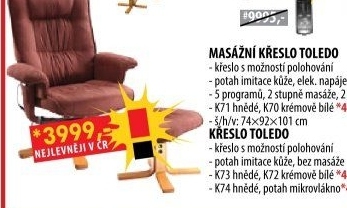 Masážní křeslo TOLEDO hnědé K71