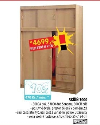 Skříň s posuvnými dveřmi 3000