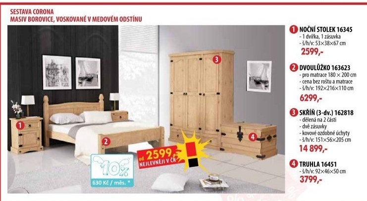 Noční stolek CORONA vosk 16345