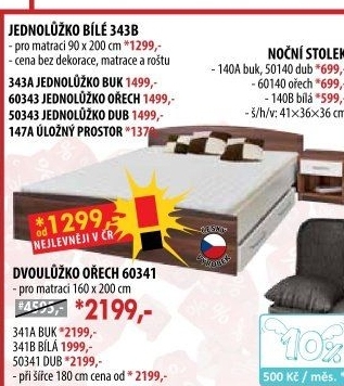 Jednolůžko 343 bílá 90x200