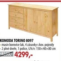 Komoda 2 dveře + 4 zásuvky TORINO