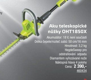 Aku teleskopické nůžky OHT1850X Ryobi