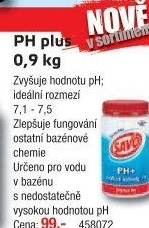Přípravek do bazénu pH plus Savo