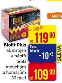Odpařovač elektrický proti mouchám a komárům 30 nocí Plus Biolit