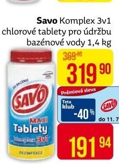 Přípravek do bazénu tablety Komplex 3v1 Savo