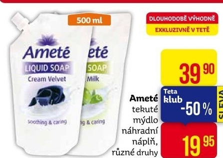 Tekuté mýdlo Ameté- náhradní náplň