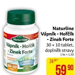 Doplněk stravy Vápník-hořčík-zinek forte Naturline
