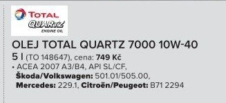 Motorový olej 10 W - 40 Quartz 7000 Total