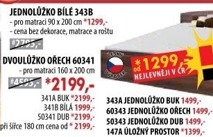 Jednolůžko 343 bílá 90x200