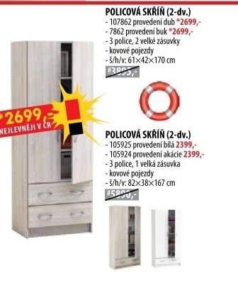 Skříň 2dveřová 107862 dub