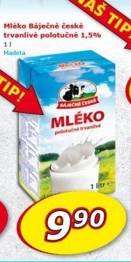 Trvanlivé mléko Báječné české Madeta - 1,5% polotučné
