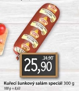 Salám šunkový kuřecí speciál Vodňanské kuře
