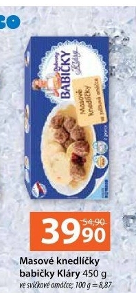 Knedlíčky masové ve svíčkové omáčce mražené Dobroty babičky Kláry