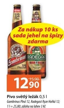 Pivo světlý ležák 12° Plná Gambrinus
