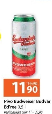 Nealkoholické pivo B:Free Budweiser Budvar