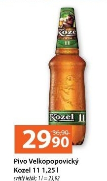 Pivo světlý ležák 11° Medium Velkopopovický Kozel