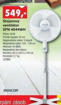 Stojanový ventilátor 4044WH Sencor