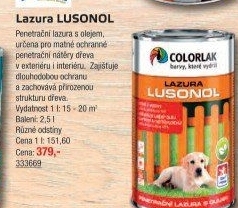 Lazura na dřevo Lusonol Colorlak