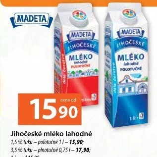 Mléko lahodné Jihočeské Madeta - 1,5% polotučné