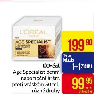 Krém pleťový proti vráskám Age Specialist L'oréal