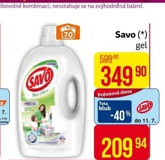 Prací gel bez chloru Savo