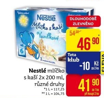 Mlíčko s kaší Nestlé