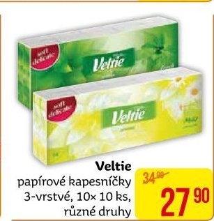 Papírové kapesníčky 3vrstvé Veltie Kleenex