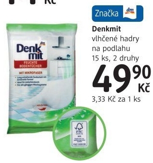 Hadr vlhčený na podlahu Denkmit