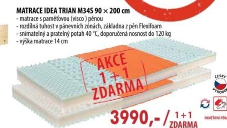 Matrace s potahem IDEA TRIAN 90x200x14 - Akce 1+1 ZDARMA