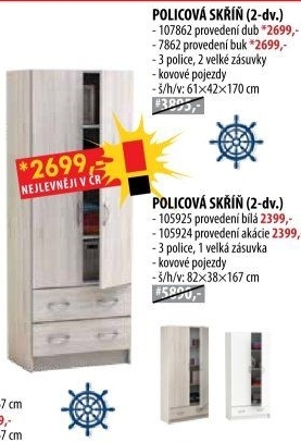 Skříň 2dveřová 107862 dub