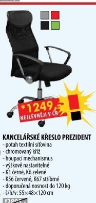 Kancelářské křeslo PREZIDENT černá K1