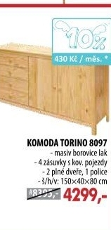 Komoda 2 dveře + 4 zásuvky TORINO