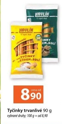 Tyčinky trvanlivé se sýrem a solí Havlík
